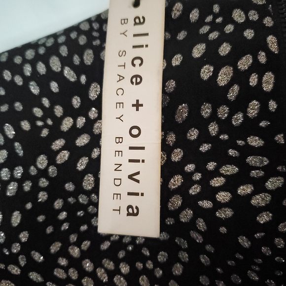 NWT ALICE + OLIVIA INKA METALLIC MOCKNECK MINI DRESS 0 - Picture 6 of 9